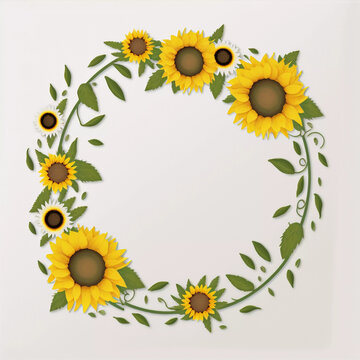Sunflower Wreath in Delicate Watercolor Design