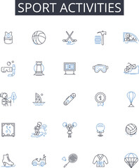 Sport activities line icons collection. Authority, Control, Dominance, Hierarchy, Command, Submission, Obedience vector and linear illustration. Regulation,Rules,Discipline outline signs set