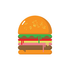 hamburger on white background. Delicious fast food. Vector illustration. 
