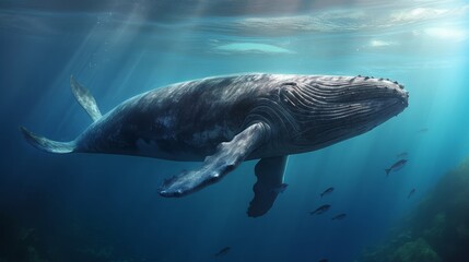 Naklejka premium A wonderful whale with a wetsuit. AI generated
