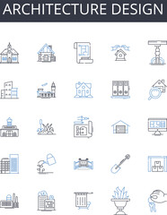 Architecture design line icons collection. Portfolio, Diversify, Assets, Equity, Capital, Returns, Growth vector and linear illustration. Stocks,Bonds,Fund outline signs set