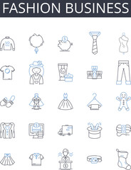 Fashion business line icons collection. Planning, Execution, Delegation, Prioritization, Communication, Coordination, Leadership vector and linear illustration. Budgeting,Risk management,Scheduling