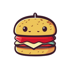 Hamburger cute Icon Illustration national Hamburger month