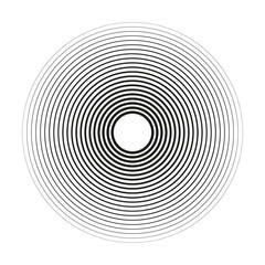 Concentric circles, rings. Geometric radiating and radial circles, lines element. Vector illustration.