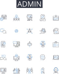 Admin line icons collection. Innovation, Strategy, Risk-taking, Resilience, Creativity, Leadership, Nerking vector and linear illustration. Marketing,Branding,Teamwork outline signs set