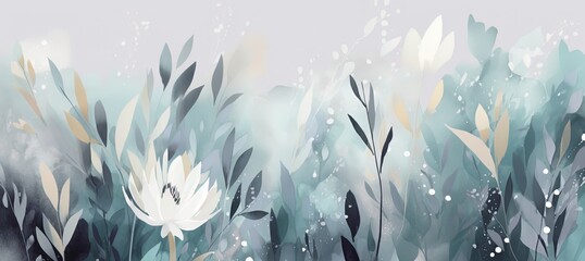 illustration art, watercolor winter flora banner background, Generative Ai