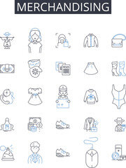 Merchandising line icons collection. Imports, Exports, Tariffs, Trade, Customs, Globalization, Currency vector and linear illustration. Cross-border,Transactions,Supply outline signs set