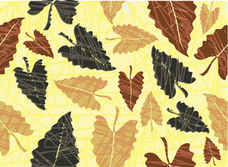 Composition of leaves, in batik motif