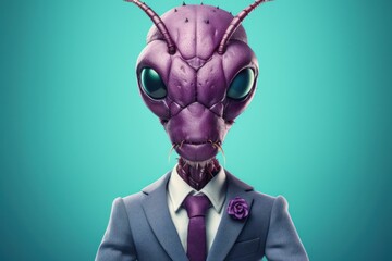 Anthropomorphic ant dressed in a suit like a businessman. Business Concept. AI generated, human enhanced