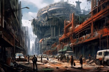 Dystopian Apocalypse: Dark Buildings and Apocalyptic Landscapes, Generative AI