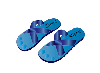 Blue slippers and an open shoe in shades of blue