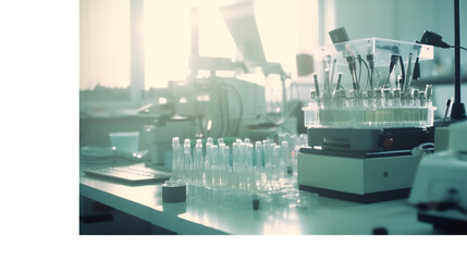research, science, medicine in laboratory with pipette, test tube. generative ai,
