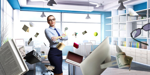 Young businesswoman portrait, thinking face expression
