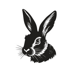 bunny, vintage logo line art concept black and white color, hand drawn illustration