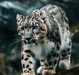 Fototapeta premium Snow leopard extinct animal wildlife concept Generative AI