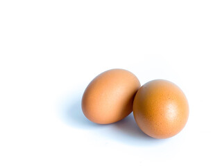 Chicken eggs on the white background