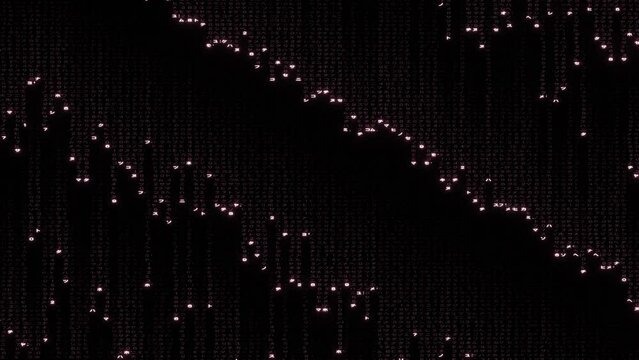 abstract matrix code text falling digital line. matrix rain as procedural 3d modeling.