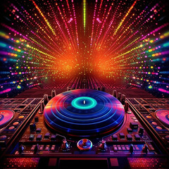 Fototapeta na wymiar DJ Turntable With Vibrant Colors