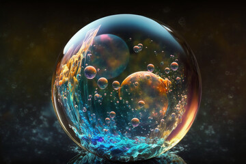 Obraz na płótnie Canvas Stunning 3D Water Bubble in Backdrop (Generative AI)