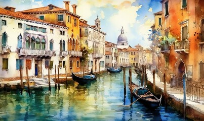 Fototapeta na wymiar Venice in Watercolor