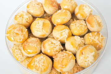 Nastar Cookies, Pineapple tarts or nanas tart are small, bite-size pastries filled or topped with pineapple jam, commonly found when Hari Raya or Eid Al Fitr or Lebaran in Indonesia.