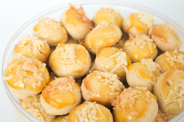 Nastar Cookies, Pineapple tarts or nanas tart are small, bite-size pastries filled or topped with pineapple jam, commonly found when Hari Raya or Eid Al Fitr or Lebaran in Indonesia.