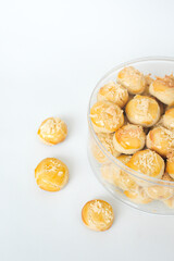 Nastar Cookies, Pineapple tarts or nanas tart are small, bite-size pastries filled or topped with pineapple jam, commonly found when Hari Raya or Eid Al Fitr or Lebaran in Indonesia.