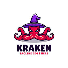 Vector Logo Illustration Kraken Mascot Cartoon Style.