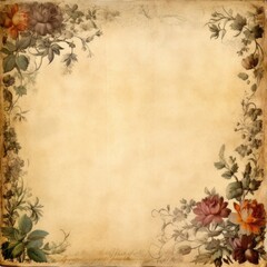A Shabby Chic Floral Parchment Generative AI