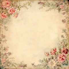 A Shabby Chic Floral Parchment Generative AI