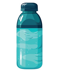 Transparent bottle with blue liquid