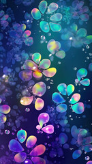 Glowing crystal flowers, concept illustration, dreamy color background