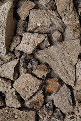 Stone debris on grunge background, closeup. Turkey earthquake concept