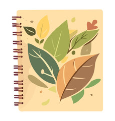 Organic autumn leaf on notebook