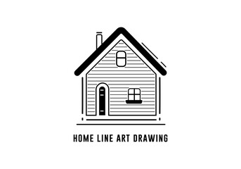 Home icon line art vector drawing, House icon outline illustration, House vector silhouette