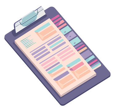 Colored clipboard with documents
