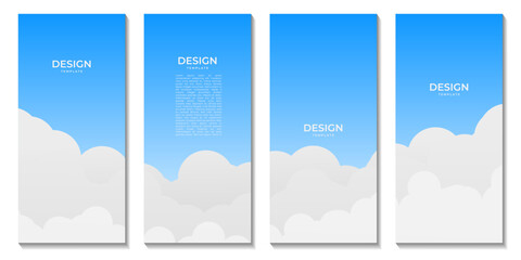 brochures with abstract modern blue and white cloud background