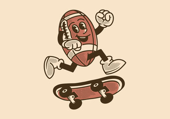Mascot character design of american football ball jumping on skateboard © Adipra