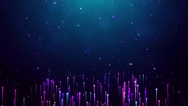 Abstract line digital transfers particle light abstract background. Technology digital wave concept. abstract motion wave blue dots with glowing defocused particles.