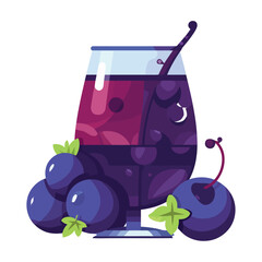 Juicy berry fruit in a cup cartoon design