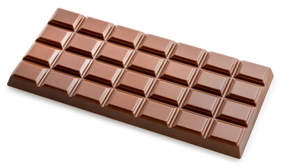 Chocolate bar isolated on white background, Chocolate bar on white background with work path.