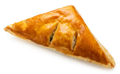 Crispy Pie Bread isolated on white background, Bread Pie on White With clipping path.