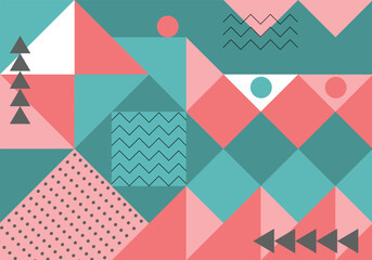 Colorful geometric background template banner and Memphis Design with Modern unique shape