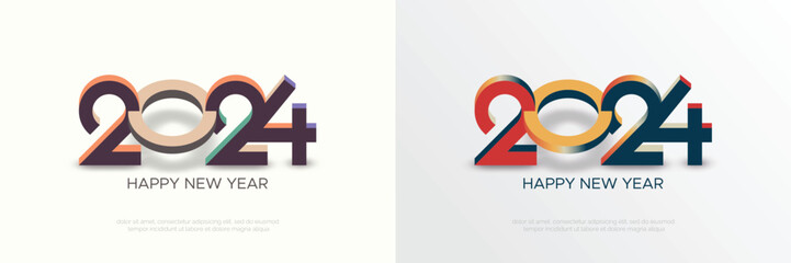 Creative concept of 2024 new year with 3D number. Happy new year 2024 modern design concept for greeting card, banner, poster and social media post template