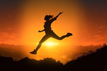Obraz na płótnie Canvas silhouette of jumping woman