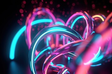 abstract futuristic background with pink blue glowing neon moving high speed wave lines and bokeh lights. Data transfer concept Fantastic wallpaper, Ai Generative