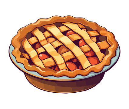 Freshly baked apple pie on yellow plate