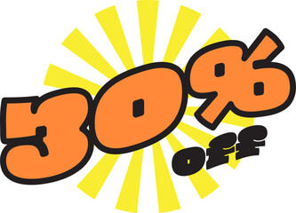 Summer Sale 30 Percent Discount Sticker Tag
