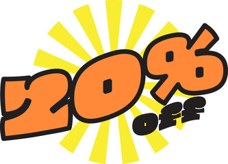Summer Sale 20 Percent Discount Sticker Tag