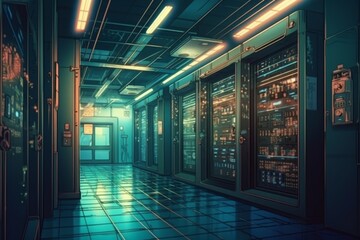Naklejka premium スーパーコンピューター風の部屋：AI作品 